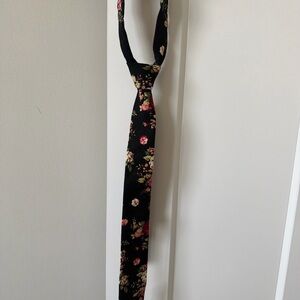 Floral Black Tie